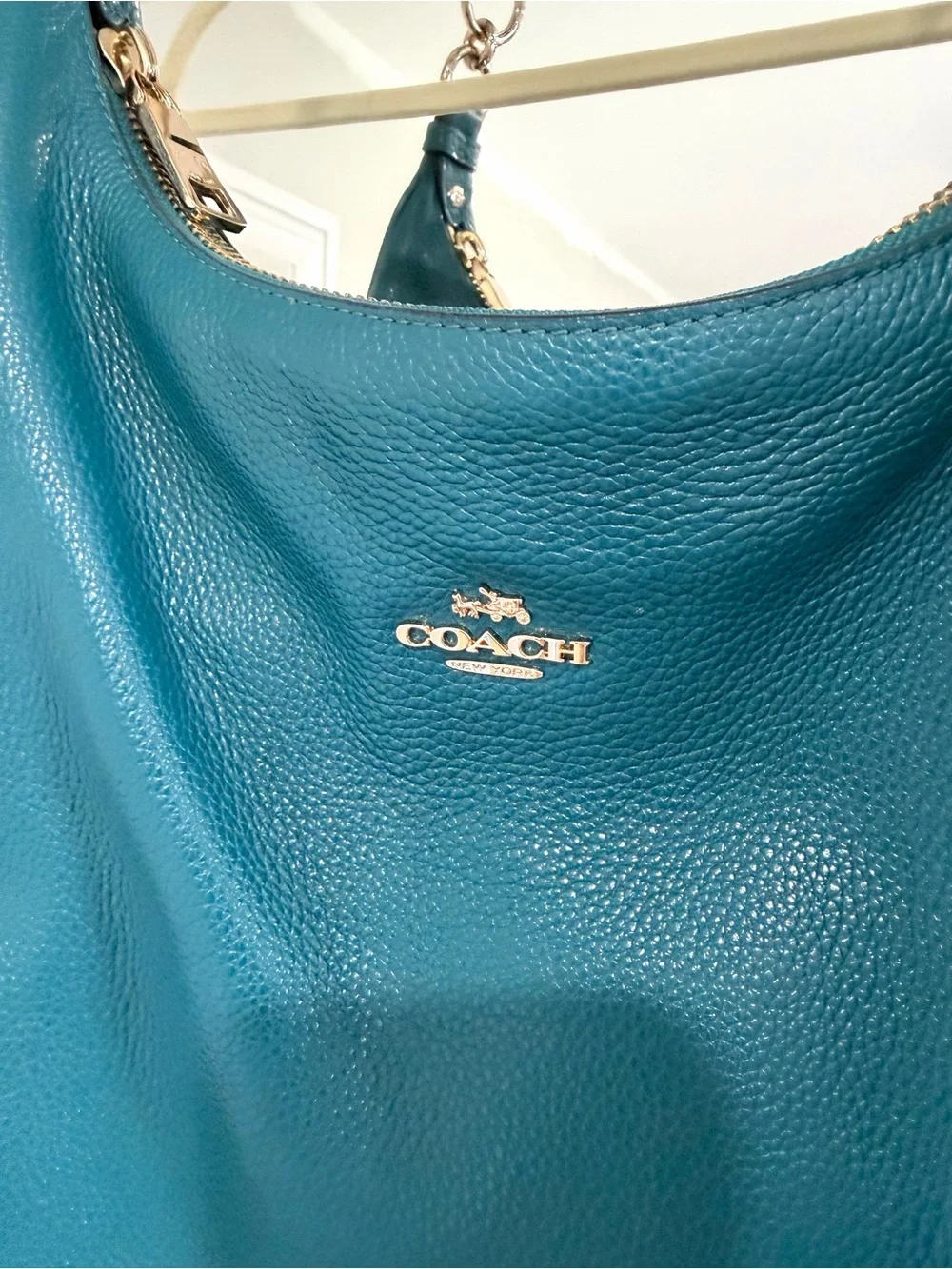 Coach Harley Hobo Atlantic Teal Jade Pebbled Leather Bag